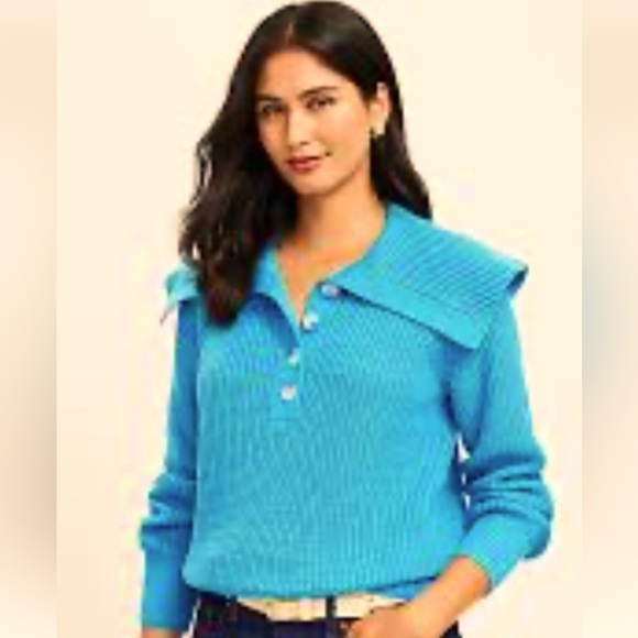 NWT LOFT Sweater Pullover Vibrant Blue Knit OVERSIZED XS - Picture 9 of 9